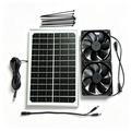 12V solcellepanel med to 120mm avtrekksvifter for ventilasjon av dyrehus – 10W