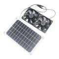 12V solcellepanel med to 120mm avtrekksvifter for ventilasjon av dyrehus – 10W