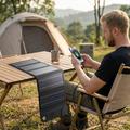 12W solcellepanel-lader med 5 uttak for camping og friluftsliv