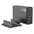 135W GaN-stasjonærlader / 6-porters høyhastighetsladestasjon - 3 x USB-C, 3 x USB-A - Svart