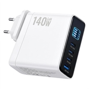 140W GaN-vegglader med TFT-skjerm - 3x USB-C, 1x USB-A - hvit