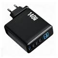 140W GaN-vegglader med TFT-skjerm - 3x USB-C, 1x USB-A