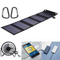 15W sammenleggbar USB-solcellelader/powerbank med 5 paneler