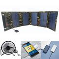 15W sammenleggbar USB-solcellelader/powerbank med 5 paneler - kamuflasje
