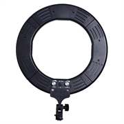 18" dimbar LED-ringlampe til skrivebord med stativ og mobilholder - svart