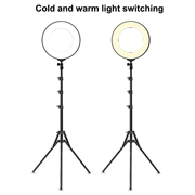 18" dimbar LED-ringlampe til skrivebord med stativ og mobilholder - svart