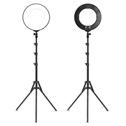 18" dimbar LED-ringlampe til skrivebord med stativ og mobilholder - svart