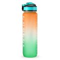 1 liter sportsvannflaske med tidsmarkør Vannkanne Lekkasjesikker vannkoker for kontor, skole og camping (BPA-fri) - oransje/grønn