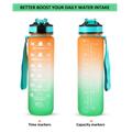 1 liter sportsvannflaske med tidsmarkør Vannkanne Lekkasjesikker vannkoker for kontor, skole og camping (BPA-fri) - oransje/grønn
