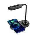 2-i-1 LED-skrivebordslampe med 15W hurtiglader for trådløse enheter - svart