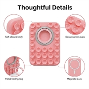 2-i-1 MagSafe-telefonholder med sugekopp og ring - rosa