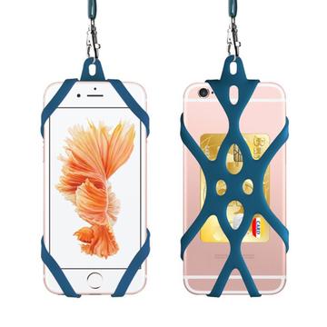 2-i-1 nakkerem med silikonetui for smarttelefon - 6.5" - mørkeblå