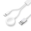 2-i-1 USB-A-ladekabel for iPhone og Apple Watch - 1m - hvit