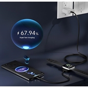 2-i-1 USB-C-ladekabel med magnetisk trådløs lader for Apple Watch - 1.2m, 100W - Svart