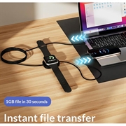 2-i-1 USB-C-ladekabel med magnetisk trådløs lader for Apple Watch - 1.2m, 100W - Svart