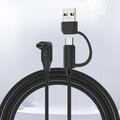 2-i-1 flettet, vinklet ladekabel med USB-C/USB-A for Garmin-smartklokker - 1m