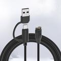 2-i-1 flettet, rett ladekabel med USB-C/USB-A-kontakter til Garmin-smartklokker - 1m