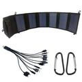 20W sammenleggbar solcellelader med to USB-porter og 10-i-1-ladekabel - svart