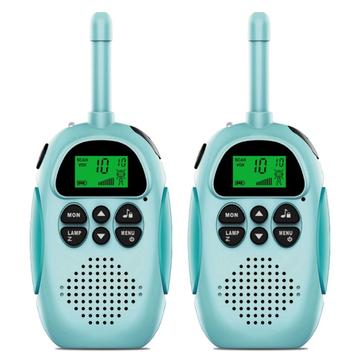 2 stk DJ100 Walkie Talkie leker for barn Interphone Mini håndholdt sender/mottaker 3 km rekkevidde UHF-radio med nøkkelbånd - blå+blå