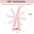 Sammenleggbart sminkespeil på 3 sider med 22 LED-lys - 1X/2X/3X/10X forstørrelse - Rosa
