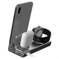 3-in-1 Aluminum Alloy Dockingstasjon - iPhone, Apple Watch, AirPods - Grå