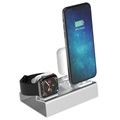 3-in-1 Aluminum Alloy Dockingstasjon - iPhone, Apple Watch, AirPods - Sølv