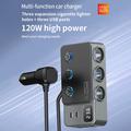 3-i-1 hurtigladende billader PD 35W - sigarettenneradapter 120W og 5 USB-porter - svart