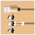 3-i-1 LED Magnetic Kabel - Lightning, USB-C, MicroUSB - 1m