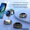 3-i-1 magnetisk trådløs ladestasjon med RGB-belysning – 15W – Gunmetal