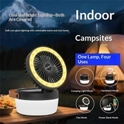 3-i-1 solcelledrevet campingvifte med lys og 3000mAh powerbank - svart