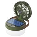 3-i-1 solcelledrevet campingvifte med lys og 3000mAh powerbank