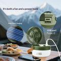 3-i-1 solcelledrevet campingvifte med lys og 3000mAh powerbank - militærgrønn