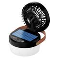 3-i-1 solcelledrevet campingvifte med lys og 3000mAh powerbank - svart