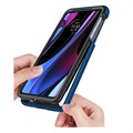 360 Beskyttelse Motorola Edge 30 Pro Deksel - Blå / Klar