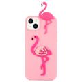 3D Cartoon iPhone 14 TPU-deksel - Flamingo