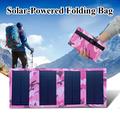 Bærbar solcellelader med 4 uttak, 20W, til camping - rosa kamuflasje