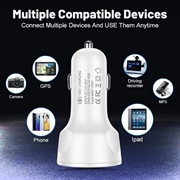 4-ports USB-billader med digital spenningsvisning - hvit