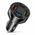 4-ports USB-billader med digital spenningsvisning - svart