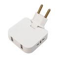 4-i-1 EU-strømadapter med 2 stikkontakter, 2 USB-A-porter