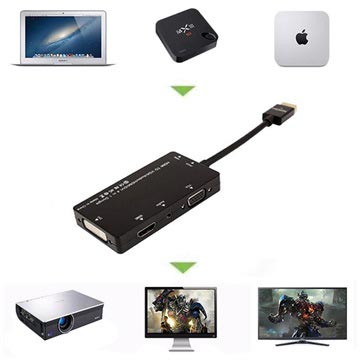 4-i-1 HDMI / DVI, VGA, 3.5mm Lyd, HDMI-adapter