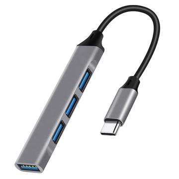4-i-1 USB-C-hub med 1x USB 3.0 + 3x USB 2.0 - Grå