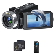 4K Ultra HD digitalt videokamera med fjernkontroll - 80MP, 18X Digital Zoom - svart