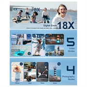 4K Ultra HD digitalt videokamera med fjernkontroll - 80MP, 18X Digital Zoom - svart