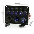 5-veis bryterpanel med voltmeter, USB-lader og sigarettenneruttak for bobiler, båter og fritidsbåter
