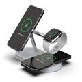 5 i 1 magnetisk trådløs lader for iPhone, Apple Watch, AirPods hurtigladestasjon - hvit