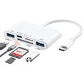 5-i-1 USB-C-nav / kortleser for iPhone, MacBook, USB-C-enheter - hvit