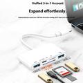 5-i-1 USB-C-nav / kortleser for iPhone, MacBook, USB-C-enheter - hvit