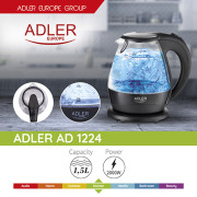 Adler AD 1224 Vannkoker i glass 1.5L