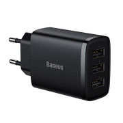 Baseus kompakt hurtiglader CCXJ020101, 3x USB, 17W - Svart