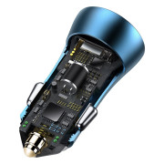 Baseus Golden Contactor Pro dobbel hurtiglader for bil CCJD-0340W - blå
